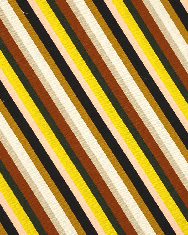 Yellow Multi Stripe Cotton Spandex Fabric with Cinnamon Brown, Black and Beige