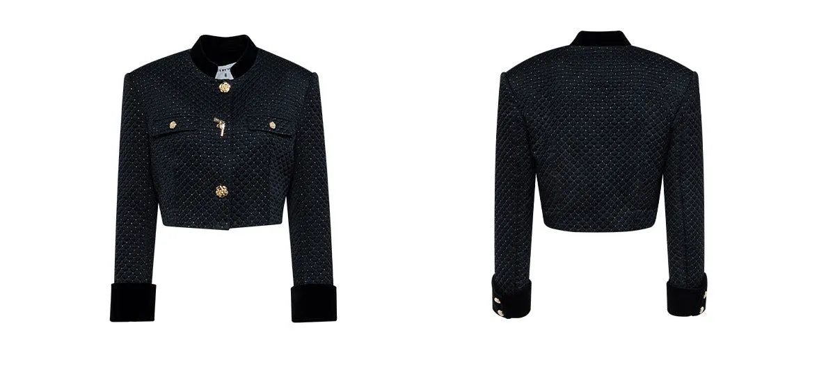 YES BY YESIR  Autumn winter retro elegant women's black gold palace suit - Jian