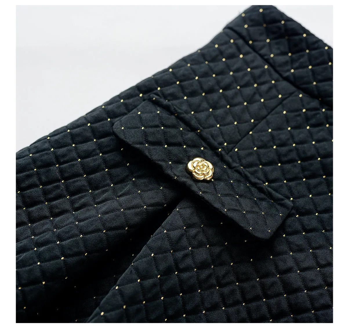 YES BY YESIR  Autumn winter retro elegant women's black gold palace suit - Jian