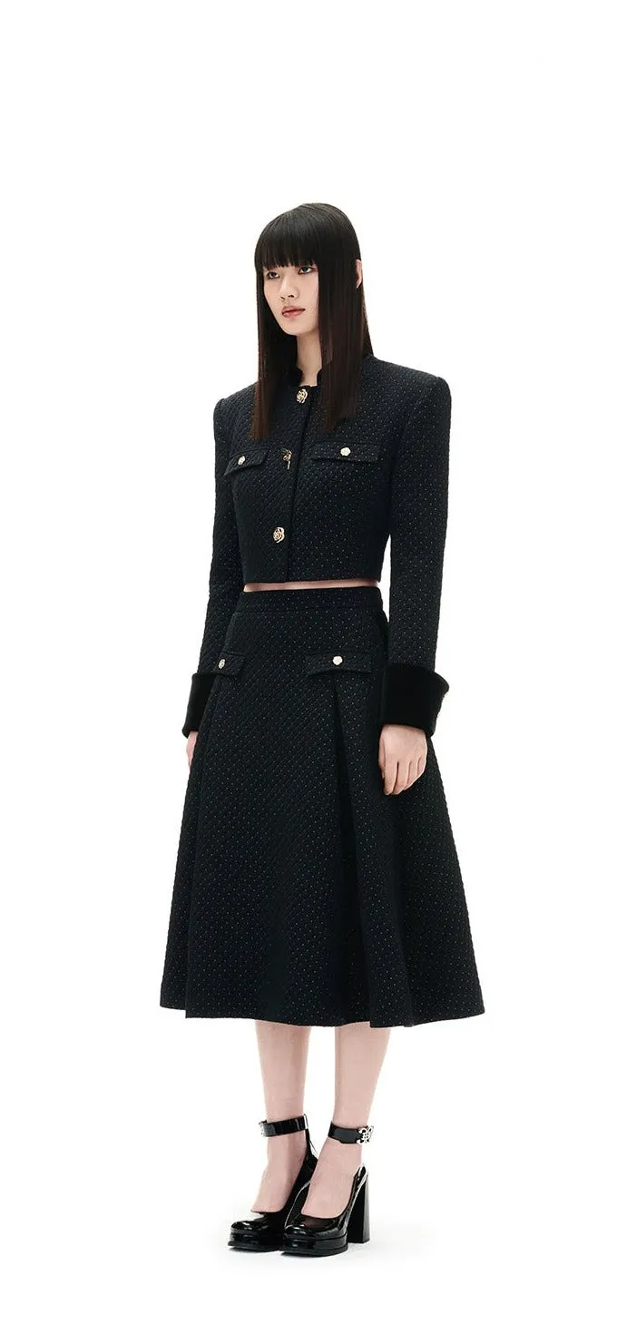 YES BY YESIR  Autumn winter retro elegant women's black gold palace suit - Jian
