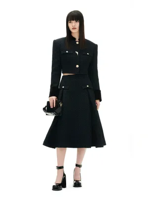 YES BY YESIR  Autumn winter retro elegant women's black gold palace suit - Jian