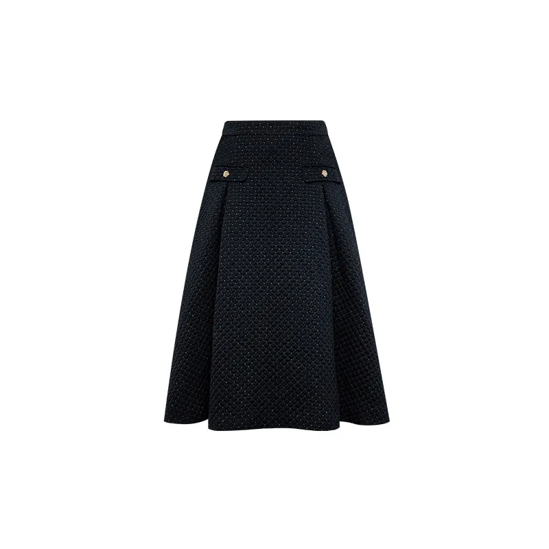 YES BY YESIR  Autumn winter retro elegant women's black gold palace suit - Jian